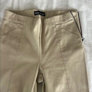Zara Beige Leather Trousers